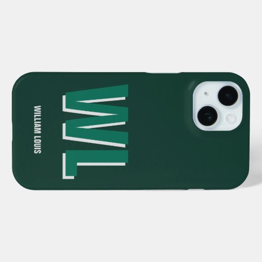 Minimalist Emerald Green Personalized Monogram  Case-Mate iPhoneケース (裏面 (横))