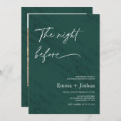 Minimalist Emerald Green Photo Rehearsal Dinner  招待状 (正面/裏面)