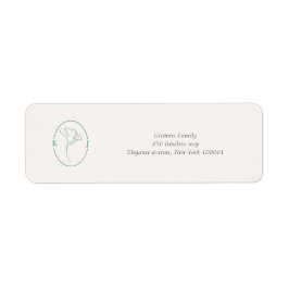 Minimalist Emerald Monogram Wedding Address Label ラベル
