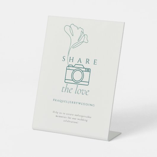 Minimalist Emerald "Share the Love" Wedding 台座サイン (正面)