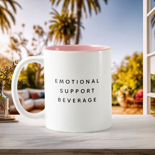 Minimalist Emotional Support Beverage Funny Modern ツートーンマグカップ