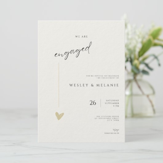 Minimalist Engagement Party Invitation 招待状 (スタンド正面)