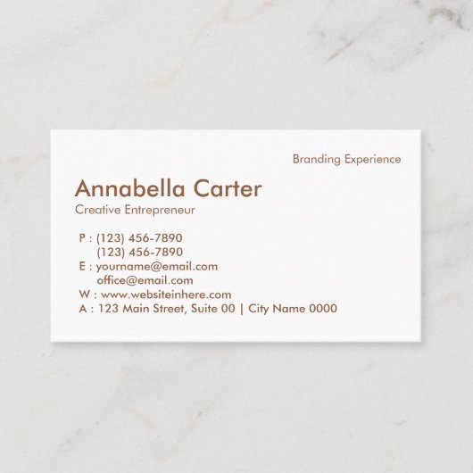 Minimalist Entrepreneur Professional Beige White 名刺 (正面)