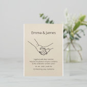 Minimalist Eternal Bond Line Art Wedding Invite 箔招待状ポストカード (立ち正面)
