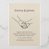 Minimalist Eternal Bond Line Art Wedding Invite 箔招待状ポストカード (正面)