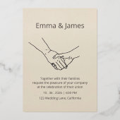 Minimalist Eternal Bond Line Art Wedding Invite 箔招待状 (正面)