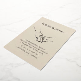 Minimalist Eternal Bond Line Art Wedding Invite 箔招待状