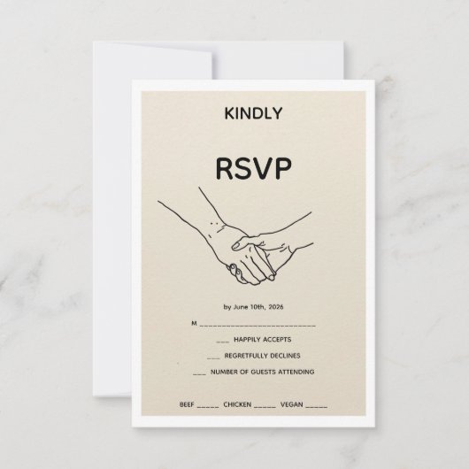 Minimalist Eternal Bond Line Art Wedding RSVP Card (正面)