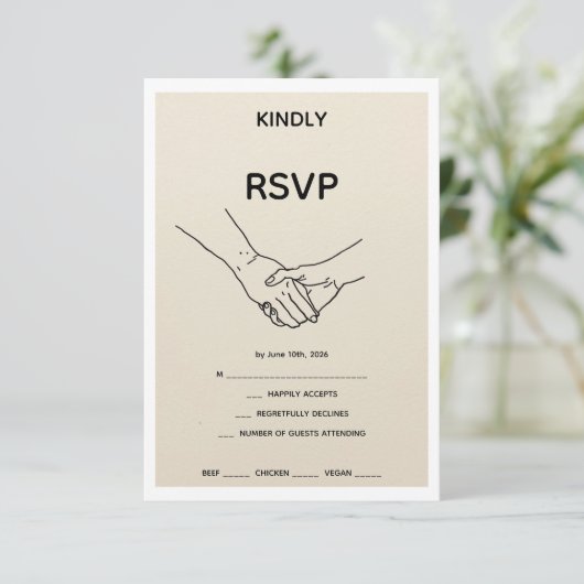 Minimalist Eternal Bond Line Art Wedding RSVP Card (スタンド正面)