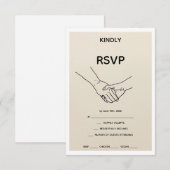 Minimalist Eternal Bond Line Art Wedding RSVP Card (正面/裏面)