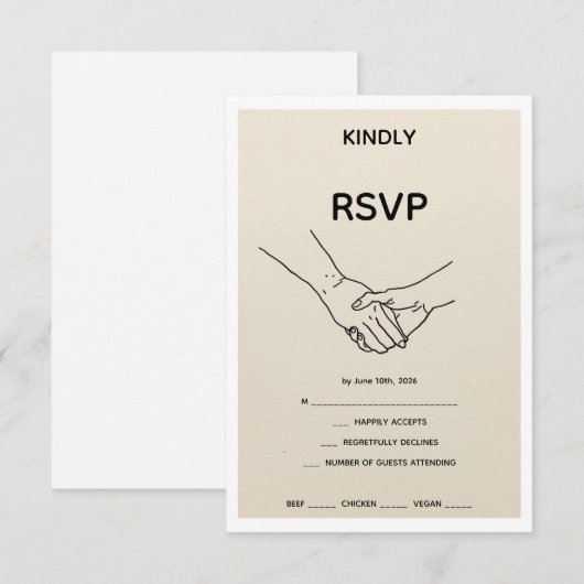 Minimalist Eternal Bond Line Art Wedding RSVP Card (正面/裏面)