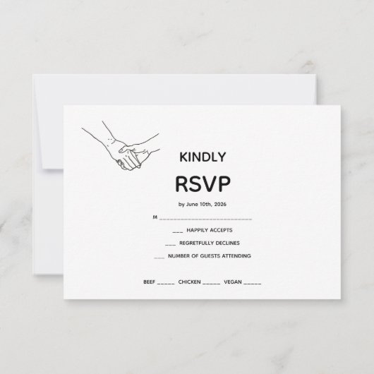 Minimalist Eternal Bond Line Art Wedding RSVP Card (裏面)