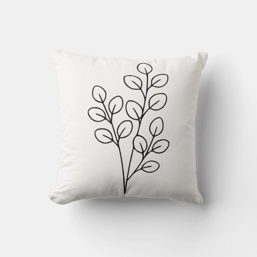 Minimalist Eucalyptus Botanical Line Art クッション (正面)