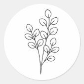 Minimalist Eucalyptus Botanical Line Art ラウンドシール (正面)