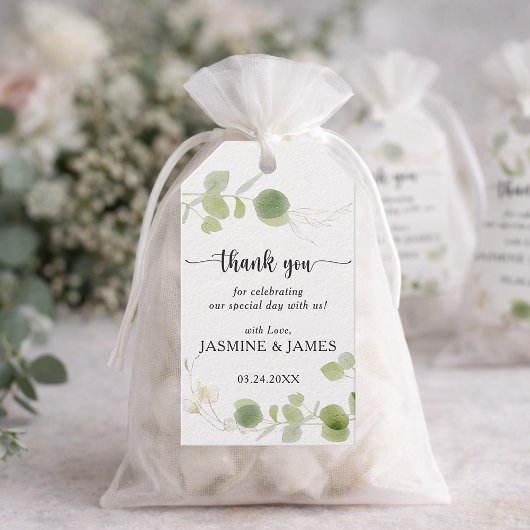 Minimalist Eucalyptus Botanical Wedding Thank You  ギフトタグ