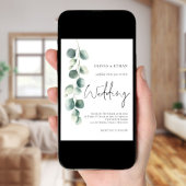 Minimalist Eucalyptus Elegant Script Sage Wedding 招待状