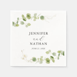 Minimalist Eucalyptus Green Foliage Classy Wedding スタンダードカクテルナプキン