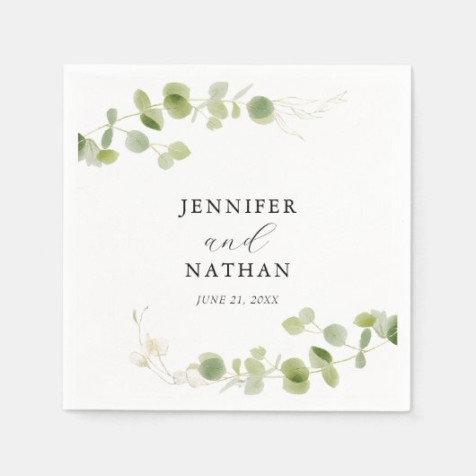 Minimalist Eucalyptus Green Foliage Classy Wedding スタンダードカクテルナプキン (正面)