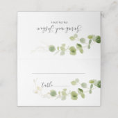 Minimalist Eucalyptus Green Foliage Classy Wedding プレイスカード (外部開封)