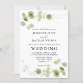 Minimalist Eucalyptus Green Foliage Classy Wedding 招待状 (正面)