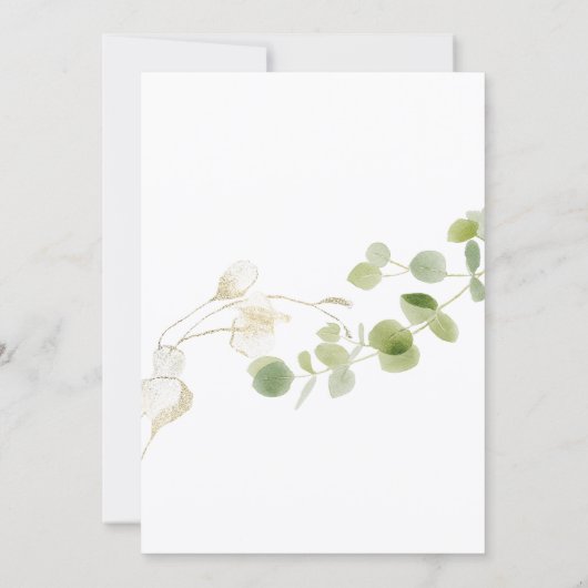 Minimalist Eucalyptus Green Foliage Classy Wedding 招待状 (裏面)