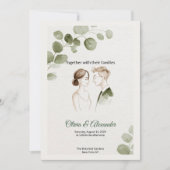 Minimalist Eucalyptus Greenery Wedding Invitation カード (正面)