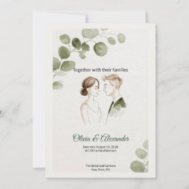 Minimalist Eucalyptus Greenery Wedding Invitation カード