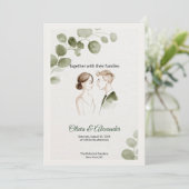Minimalist Eucalyptus Greenery Wedding Invitation カード (スタンド正面)
