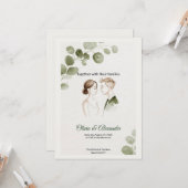 Minimalist Eucalyptus Greenery Wedding Invitation カード (正面/裏面インサイチュ)