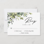 Minimalist Eucalyptus Leaves Greenery Wedding 出欠カード (正面)