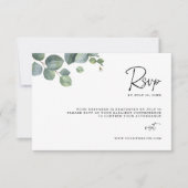 Minimalist Eucalyptus Leaves RSVP Wedding Card セーブザデート (正面)
