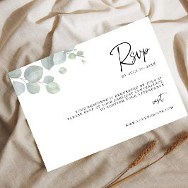 Minimalist Eucalyptus Leaves RSVP Wedding Card セーブザデート