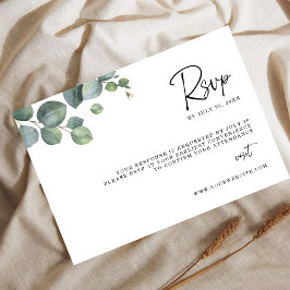 Minimalist Eucalyptus Leaves RSVP Wedding Card セーブザデート