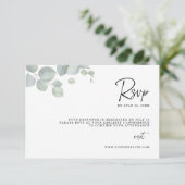 Minimalist Eucalyptus Leaves RSVP Wedding Card セーブザデート (スタンド正面)