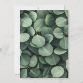 Minimalist Eucalyptus Sage Green Leaves and Gold 招待状 (裏面)