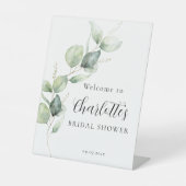 Minimalist Eucalyptus Script Bridal Shower 台座サイン (正面)