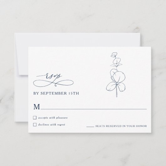 Minimalist Eucalyptus Spring  Wedding RSVP Cards (正面)