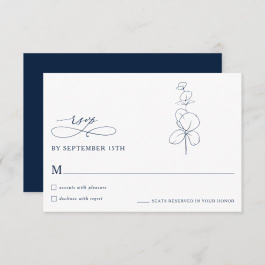 Minimalist Eucalyptus Spring  Wedding RSVP Cards (正面/裏面)