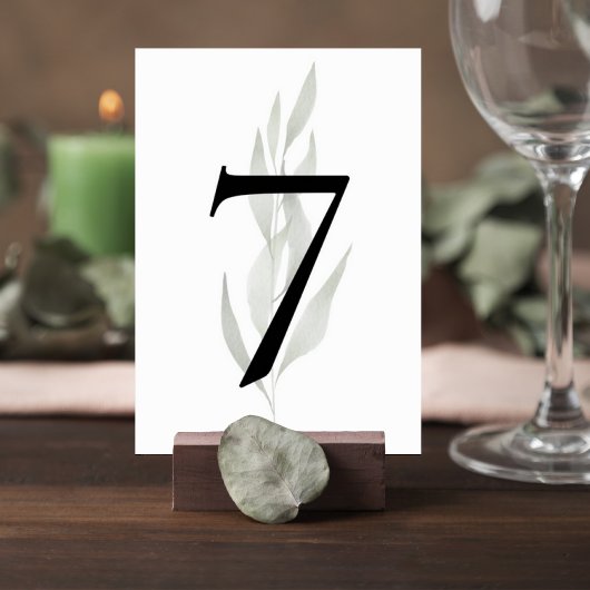 Minimalist Eucalyptus Wedding Table Number Sign テーブルナンバー