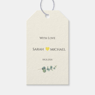 Minimalist Eucalyptus with Love Wedding Favor Tag ギフトタグ