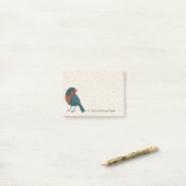 Minimalist European Robin Cute Teal Bird Drawing ポストイット (デスク上)