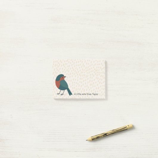 Minimalist European Robin Cute Teal Bird Drawing ポストイット (デスク上)