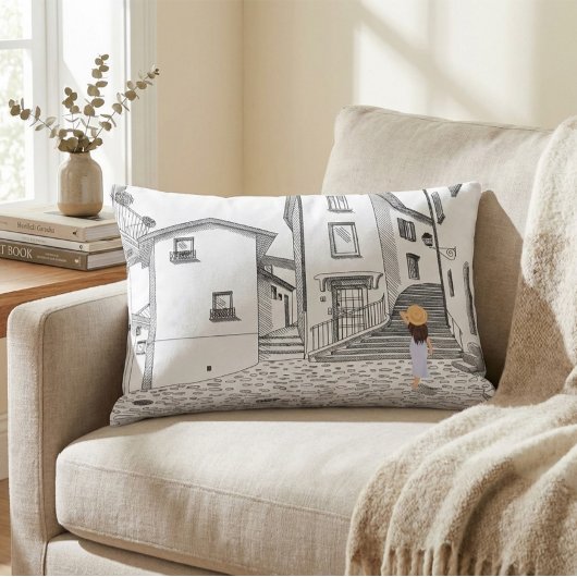 Minimalist European Street Illustration  アクセントクッション