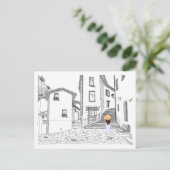 Minimalist European Street Illustration  ポストカード (スタンド正面)
