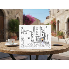 Minimalist European Street Illustration  ポストカード