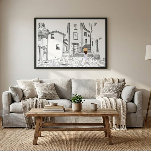 Minimalist European Street Illustration Poster ポスター