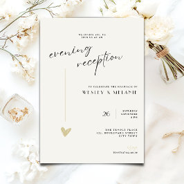 Minimalist Evening Reception Wedding Gold Black  招待状