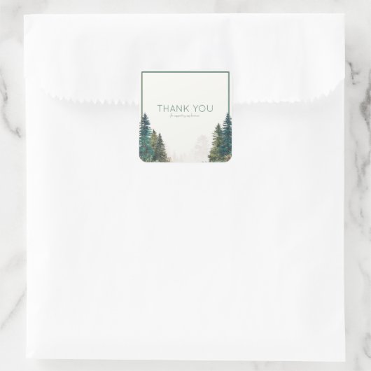 Minimalist Evergreen Pine Forest Green Frame スクエアシール (バッグ)