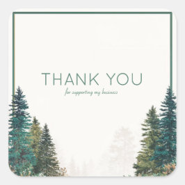 Minimalist Evergreen Pine Forest Green Frame スクエアシール