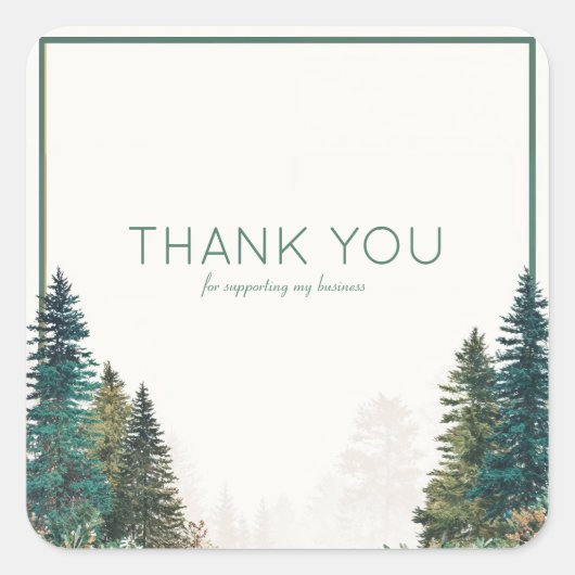 Minimalist Evergreen Pine Forest Green Frame スクエアシール (正面)